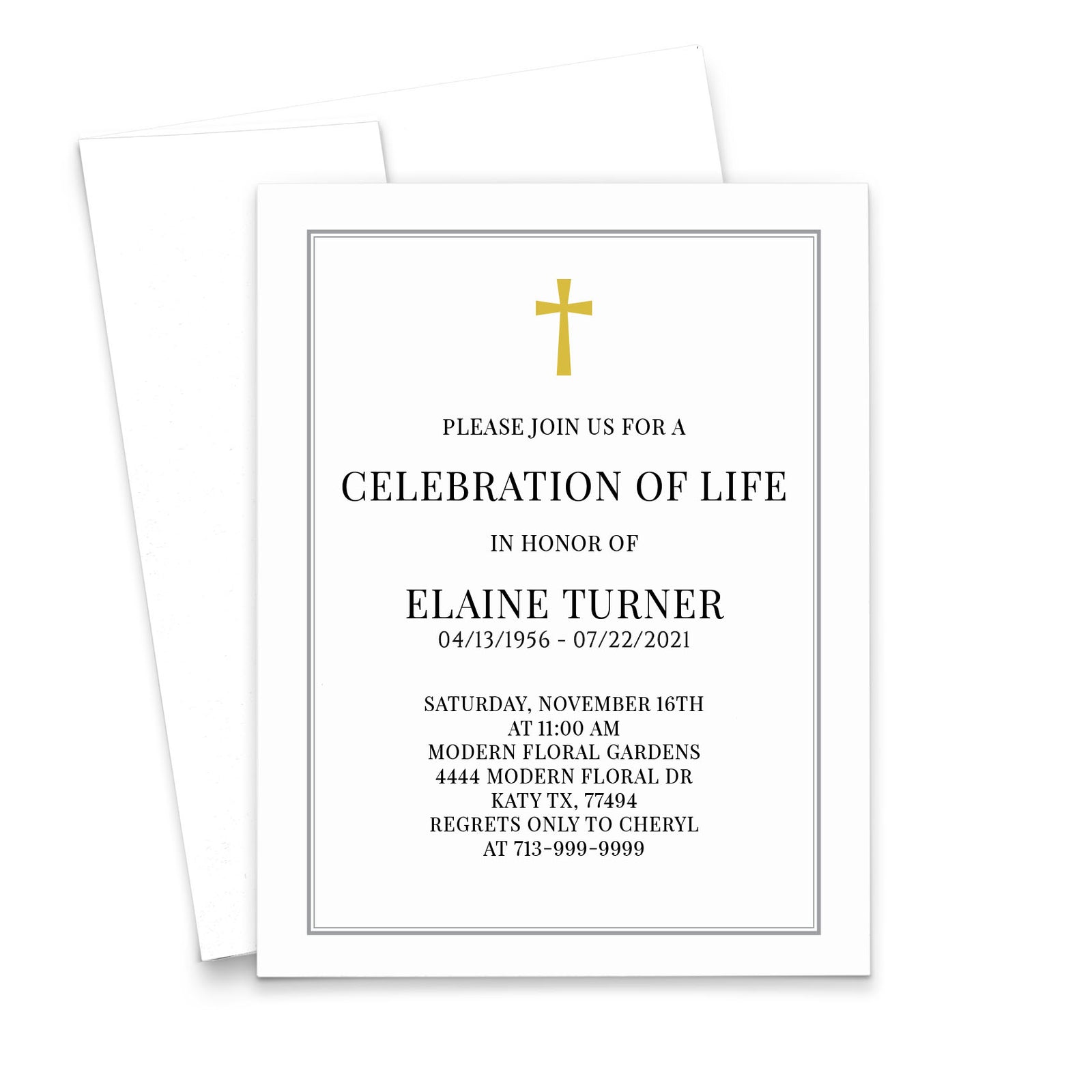 Simple Personalized Invitations For Funeral With Border