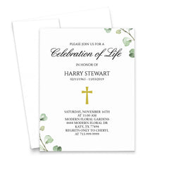 Elegant Celebration Of Life Invitations With Greenery