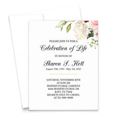 Classic Celebration Of Life Invitations With Florals