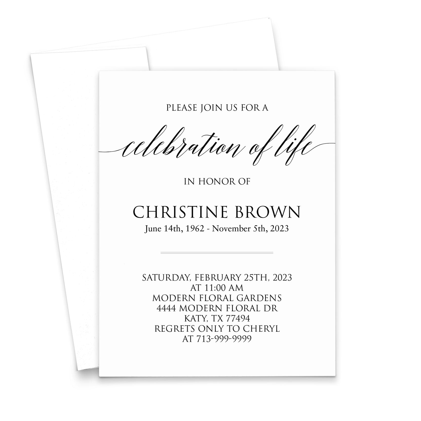 Minimalistic Celebration Of Life Invitations Personalized