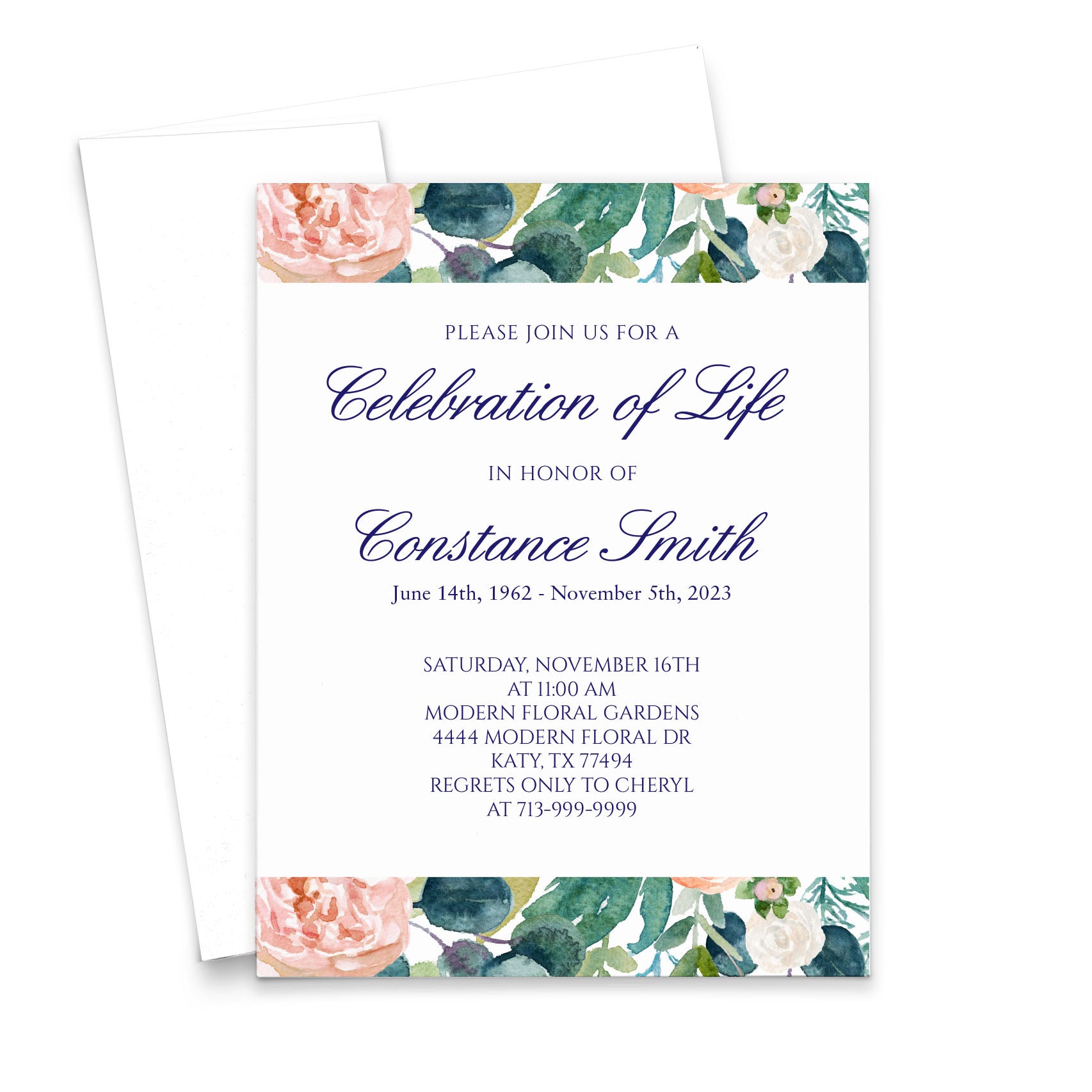 Custom Celebration Of Life Invitations With Floral Border