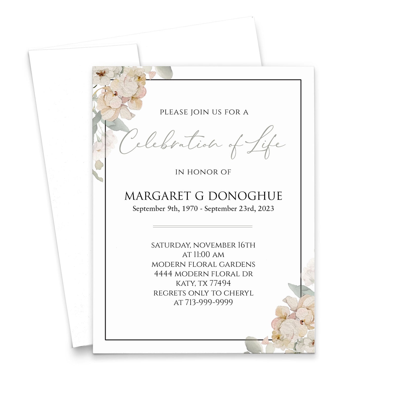Classy Celebration Of Life Invitations With Simple Border