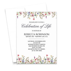 Vibrant Wildflower Celebration Of Life Invitations With Name