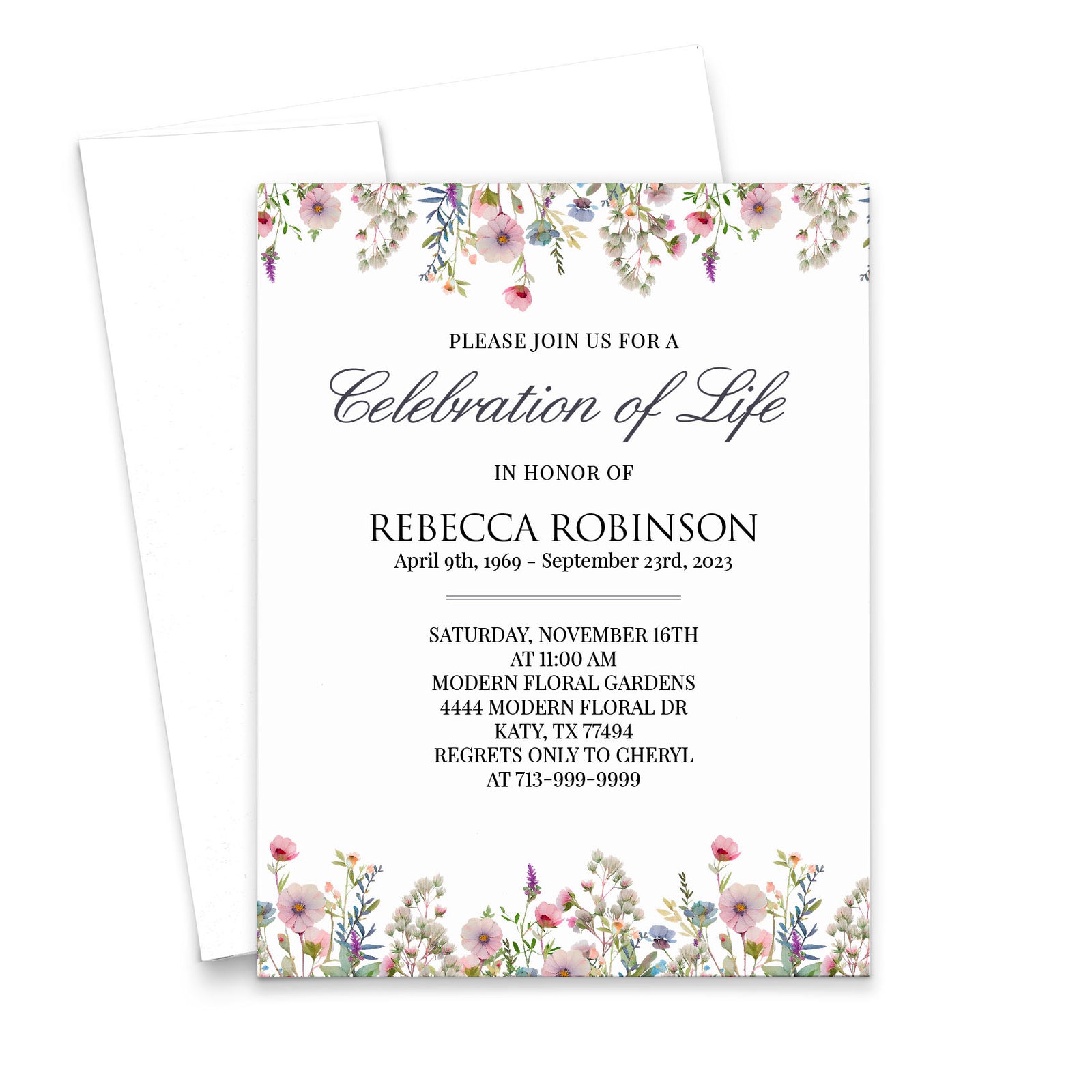 Vibrant Wildflower Celebration Of Life Invitations With Name