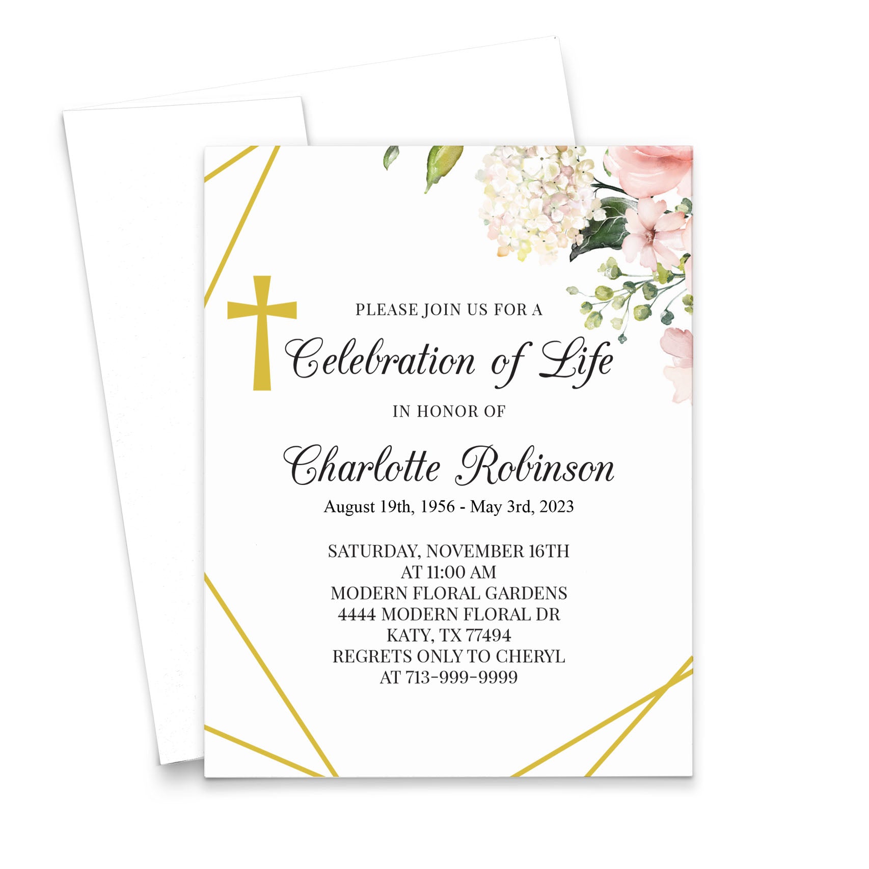 Posh Celebration Of Life Invitations With Watercolor Flowers