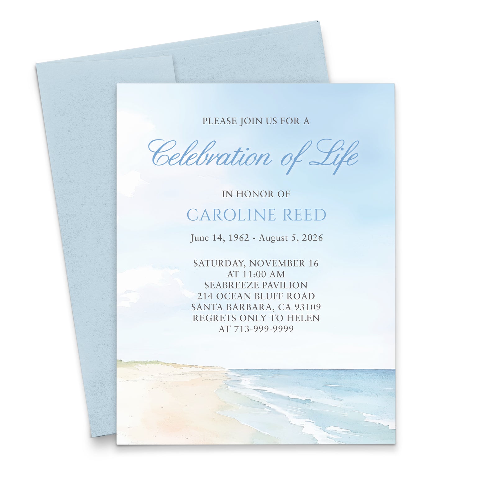 Beach Theme Celebration Of Life Invitations