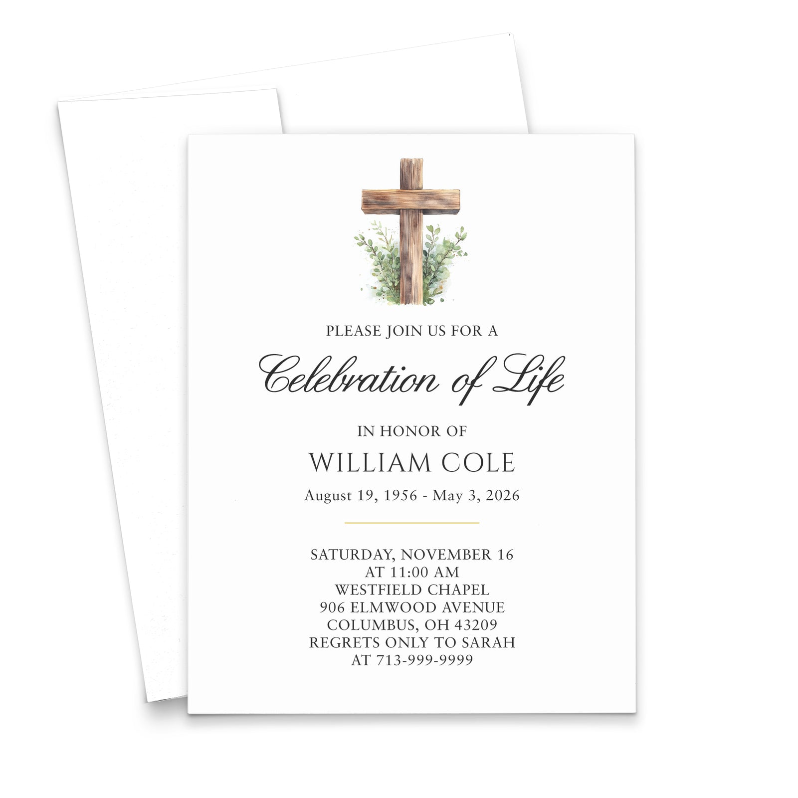 Rustic Wooden Cross Funeral Invitations