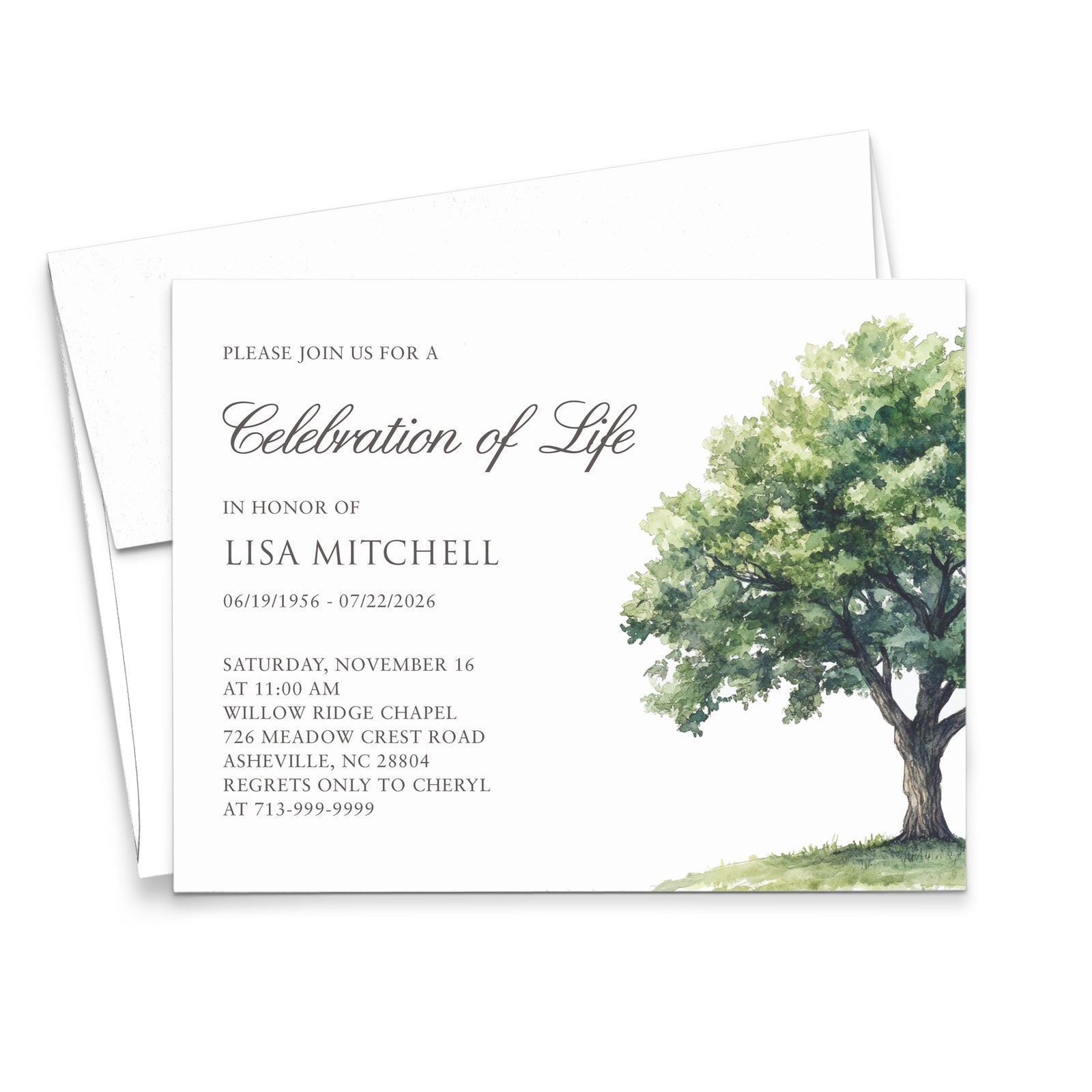 Oak Tree Celebration Of Life Invitations