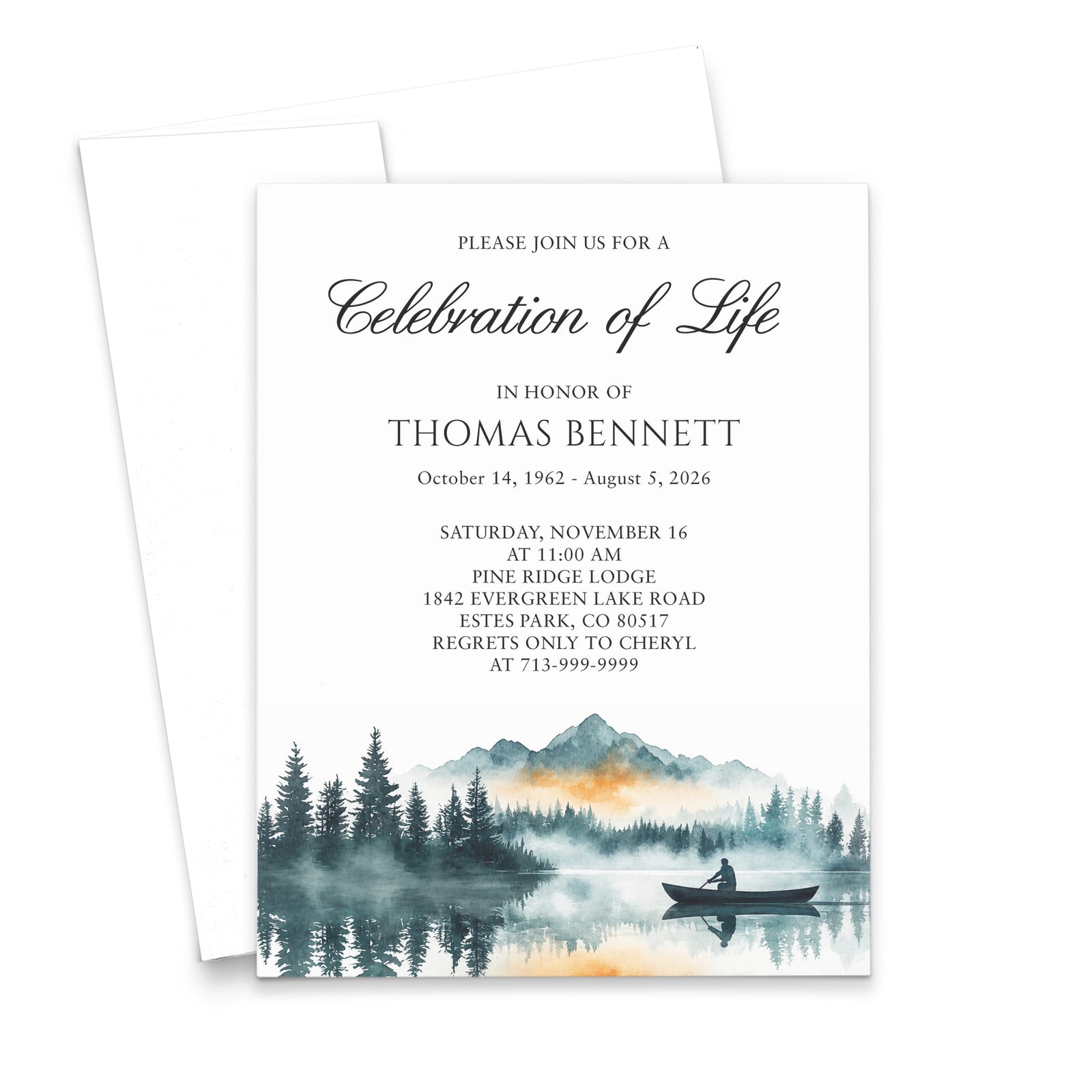 Mountain Lake Memorial Service Invitations