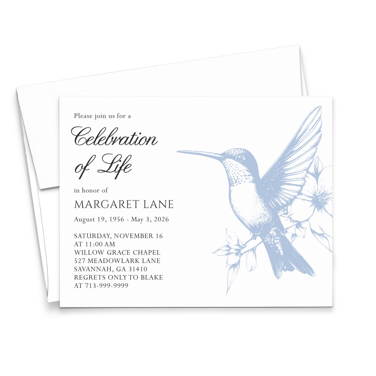 Hummingbird Memorial Service Invitations