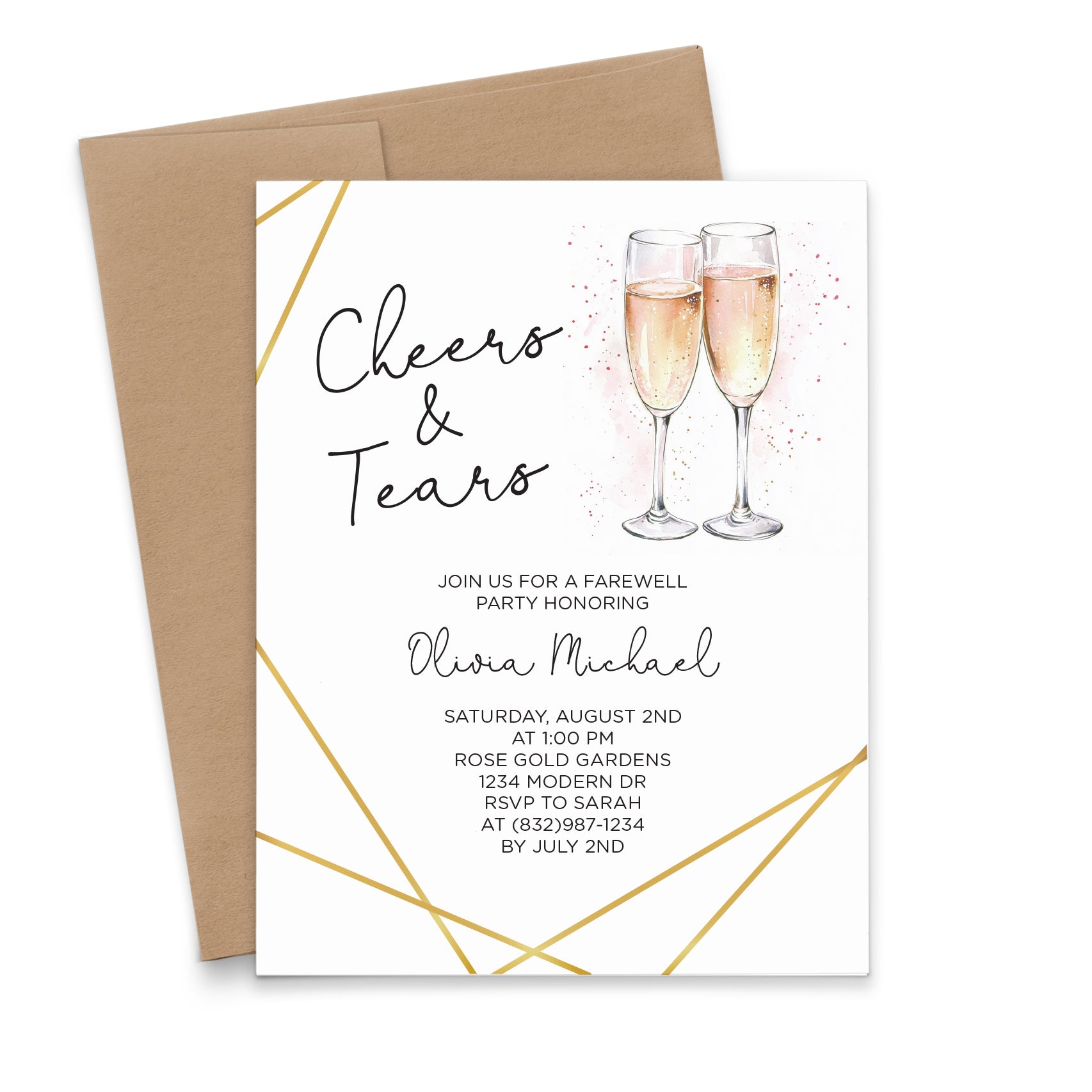 Personalized Elegant Cheers And Tears Going Away Invite