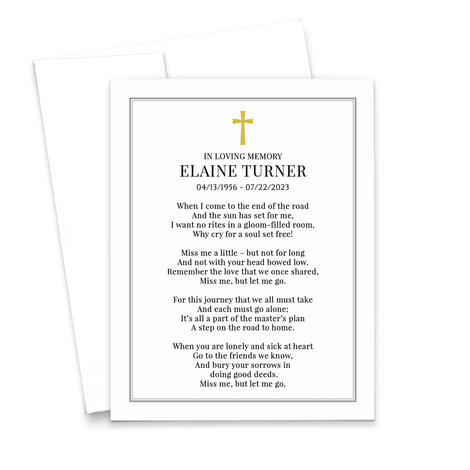 Classic Personalized Funeral Prayer Cards With Border