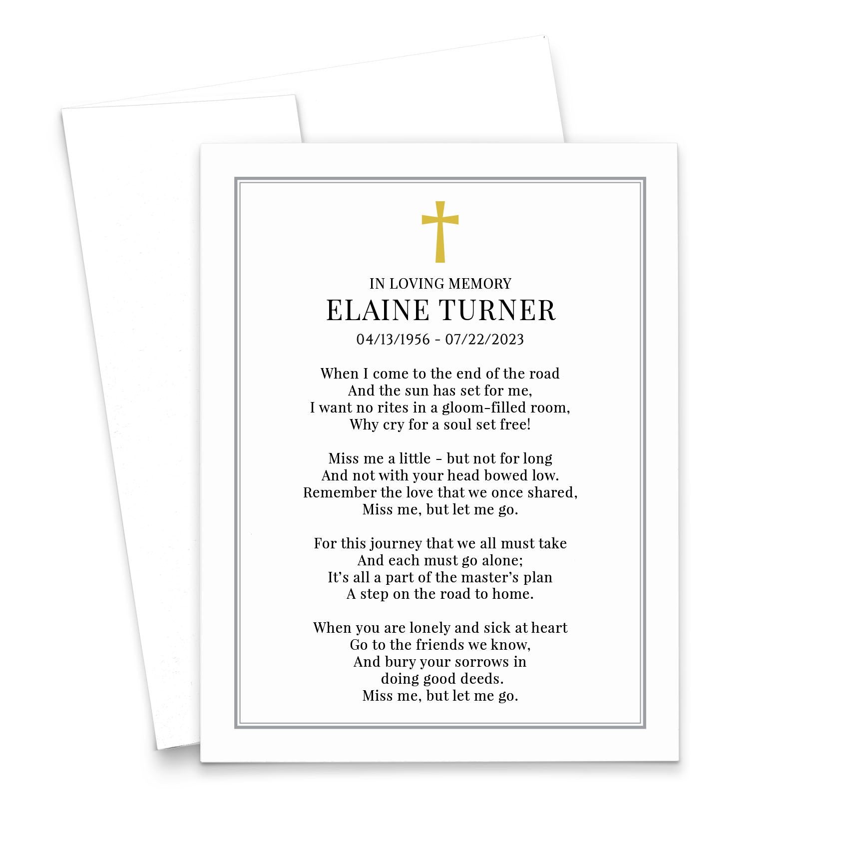 Classic Personalized Funeral Prayer Cards With Border