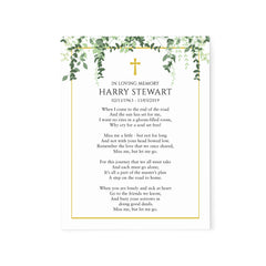 Greenery Personalized Prayer Cards With Gold Border
