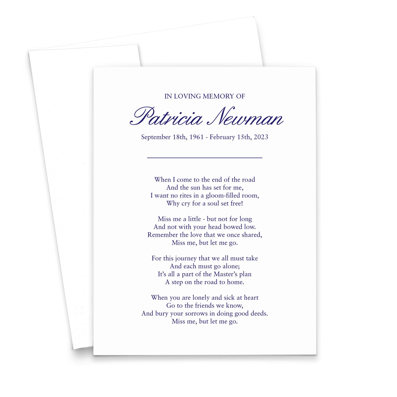 Classy Memorial Prayer Cards For Celebration Of Life