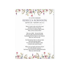 Pink Floral Custom Celebration Of Life Prayer Cards