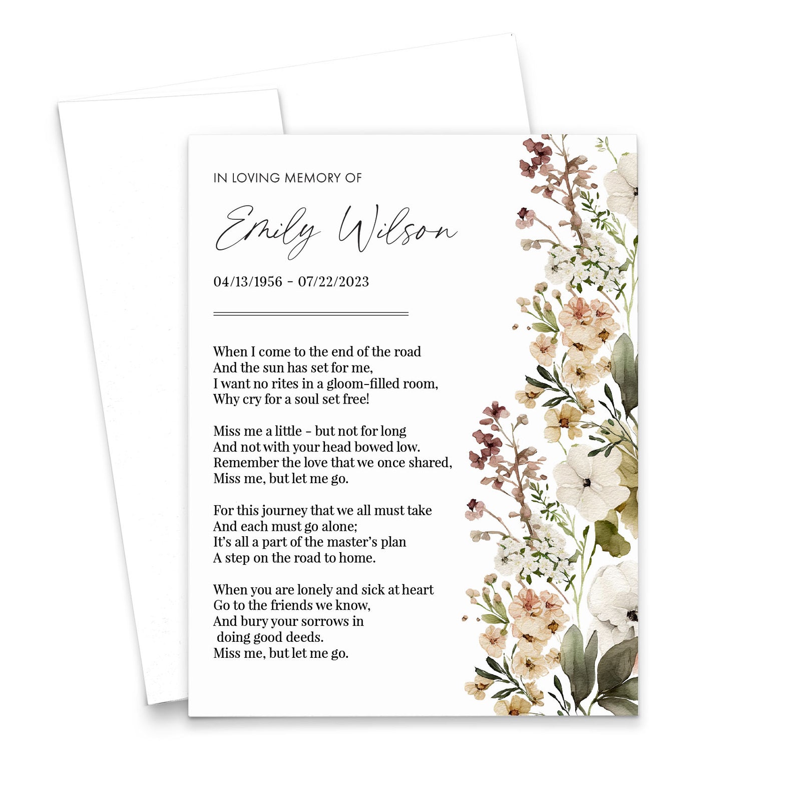 Minimalistic Personalized Prayer Cards With Florals