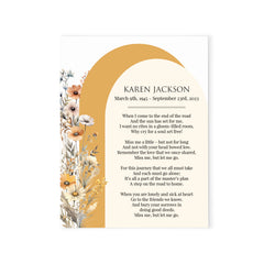 Simple Wildflower Arches Custom Prayer Cards For Funeral