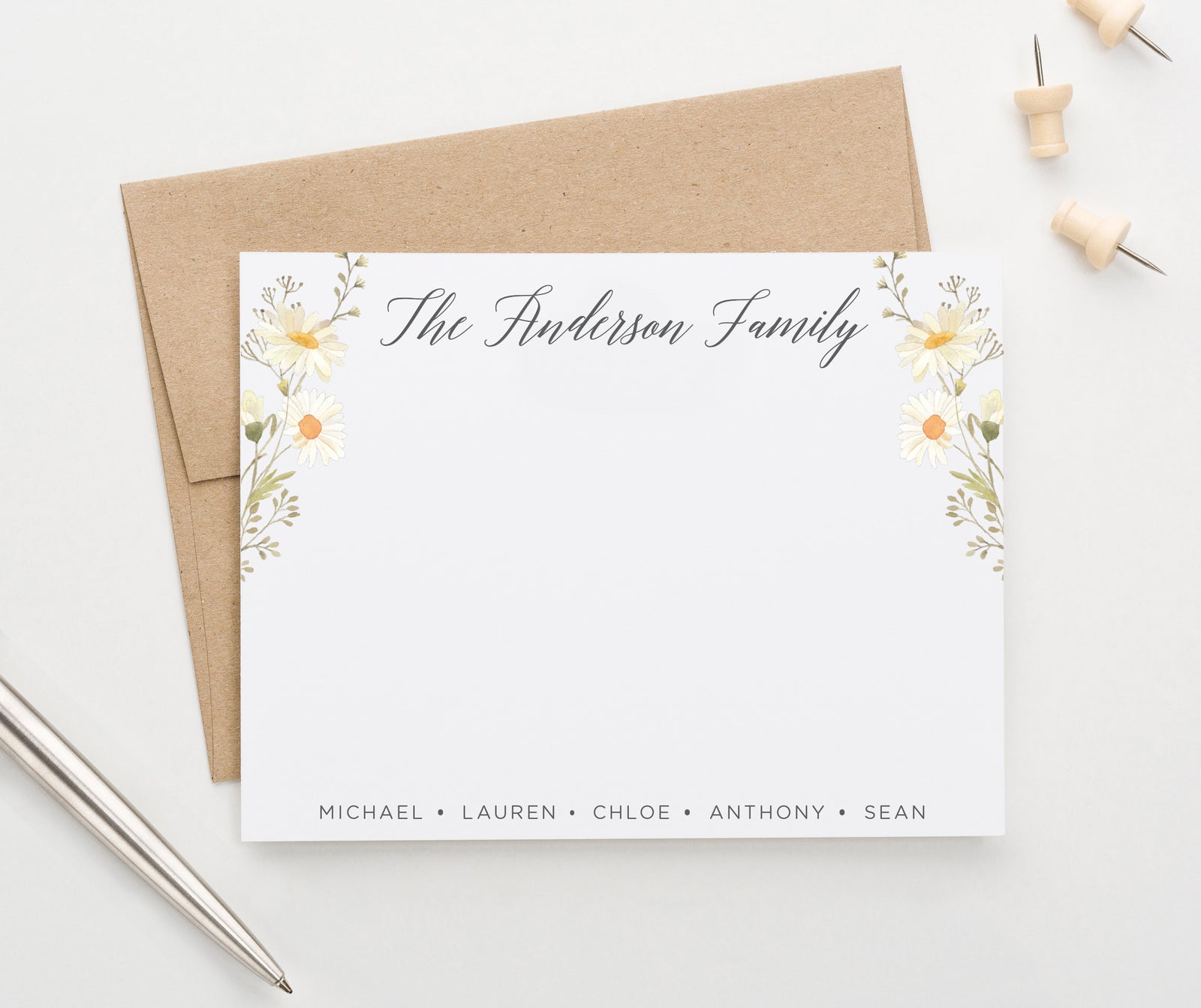 Custom Family Stationery Spring Wildflowers