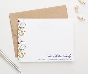 Colorful Wildflower Personalized Stationery For Family