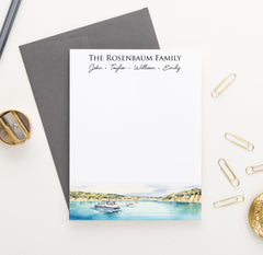 Summer Lake Landscape Stationery Set For Family Personalized