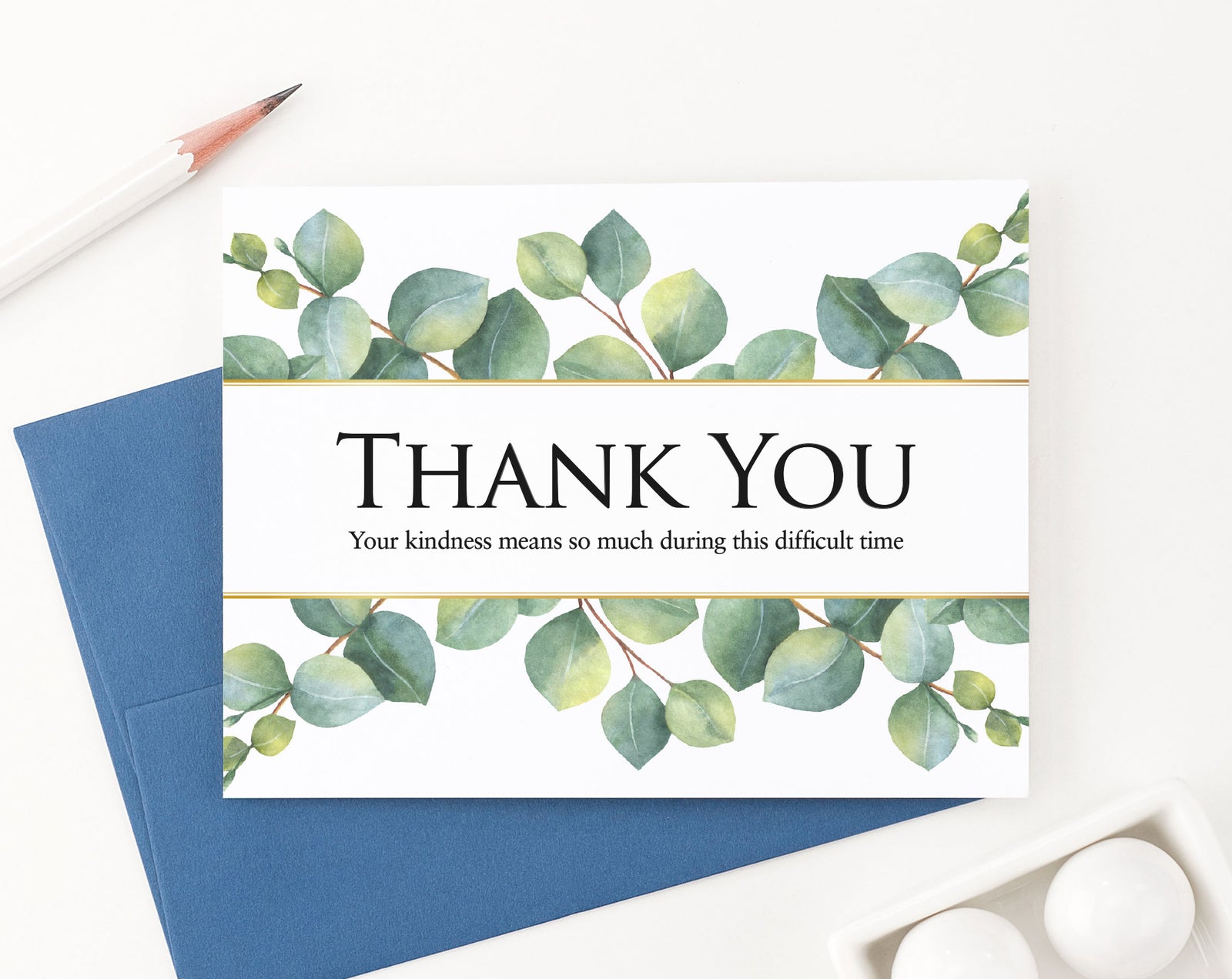 Greenery Sympathy Thank You Notes Folded