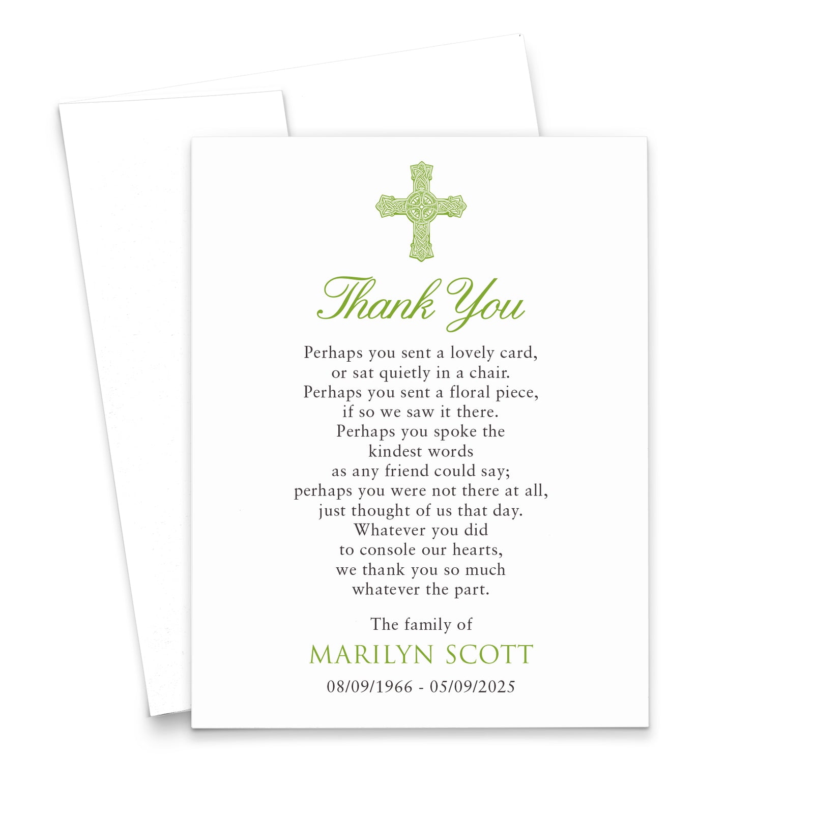 Irish Funeral Thank You Notes With Celtic Cross