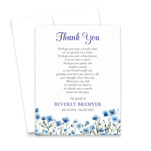 Blue Forget Me Not Thank You Cards For Funeral
