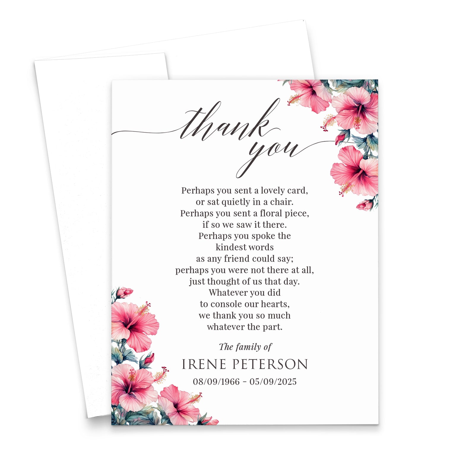 Hawaiian Funeral Sympathy Thank You Cards Tropical Theme
