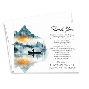 Fishing Theme Bereavement Thank You Cards With Mountains