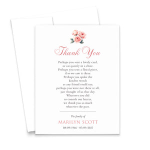 Peonies And Hydrangea Funeral Thank You Cards Pink Or Blue