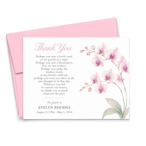 Delicate Pink Orchid Sympathy Thank You Cards