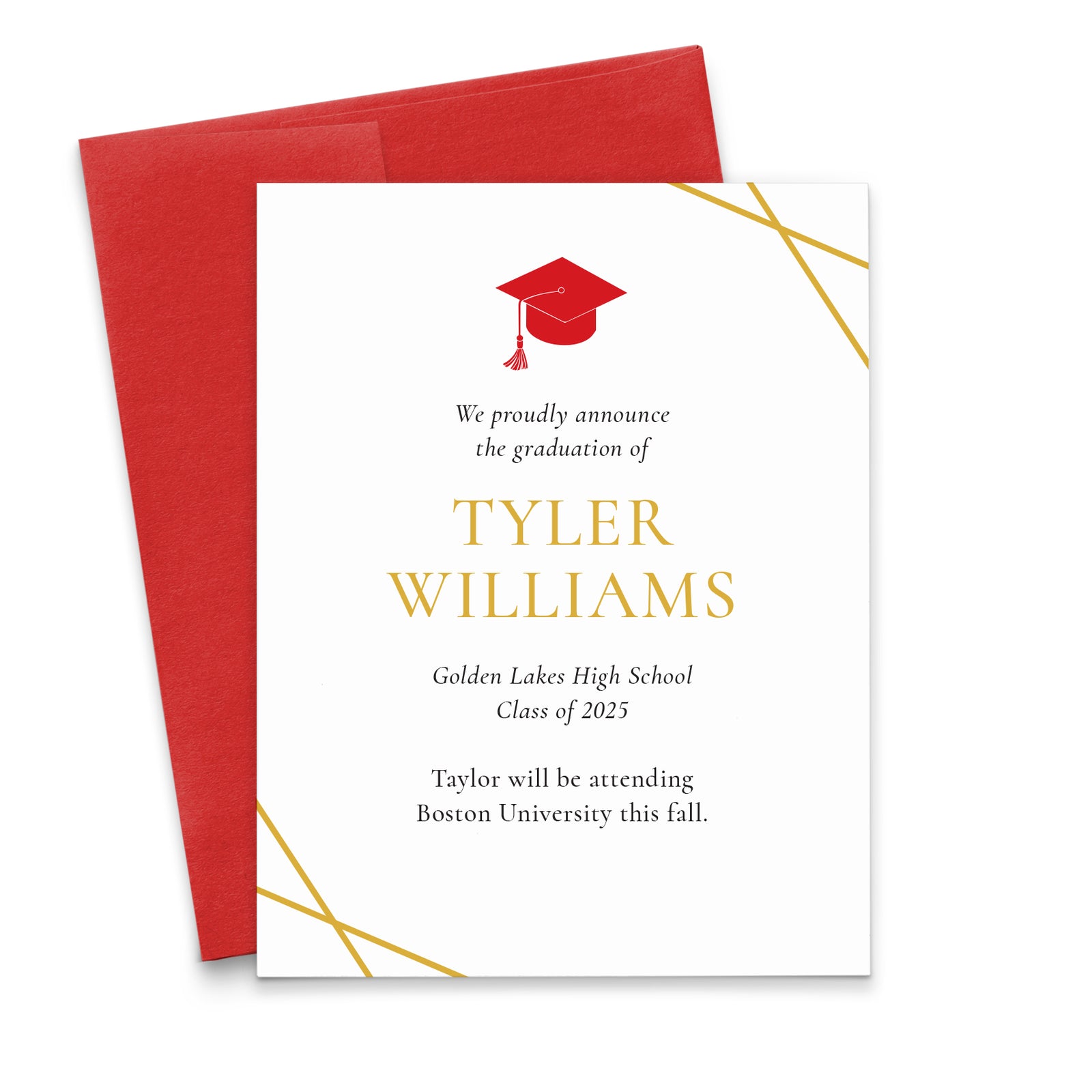 Class Of 2025 Classy Graduation Announcements With Envelopes