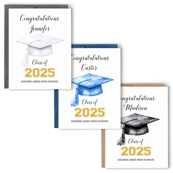 Watercolor Custom Congratulations Cards For Graduation - Modern Pink Paper Watercolor Custom Congratulations Cards For Graduation - Modern Pink Paper