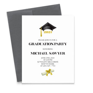 Graduation Cap and Diploma Party Invites Personalized