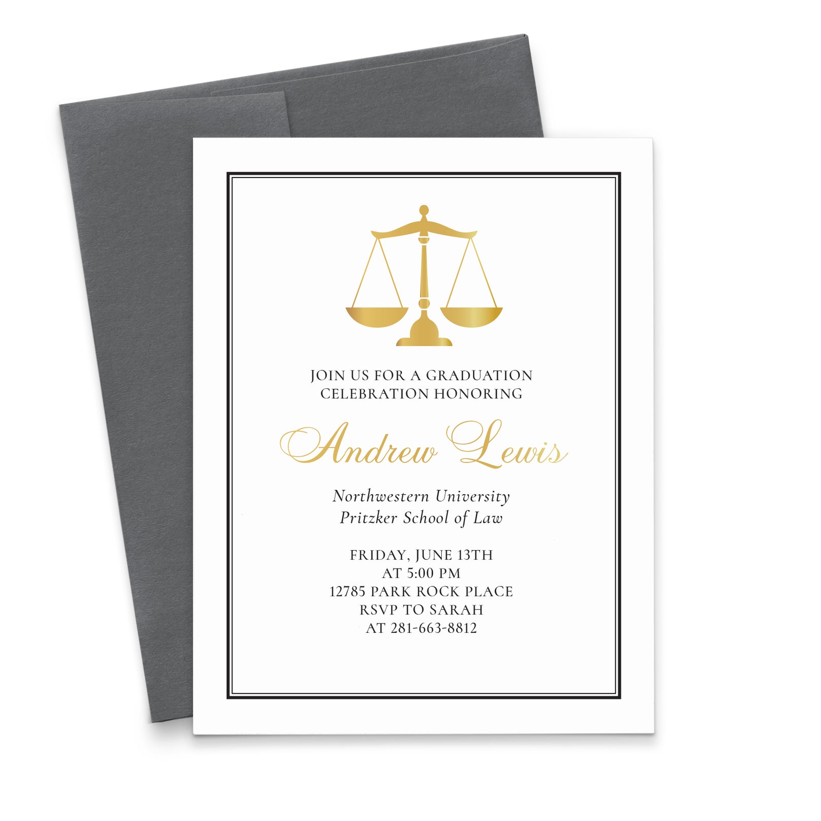 Elegant Personalized Graduation Invitations Law School
