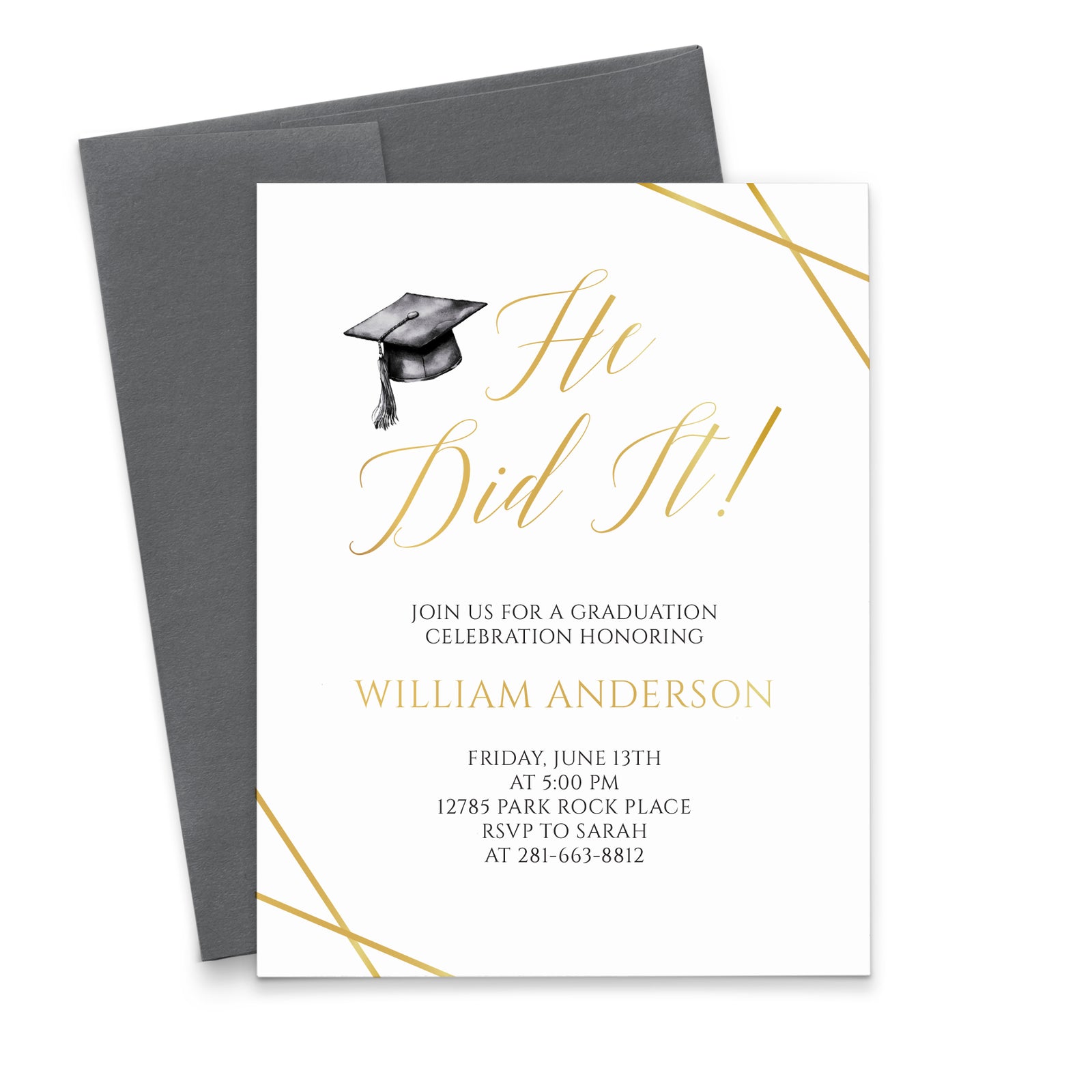 He Did It Personalized Graduation Invitations For Party
