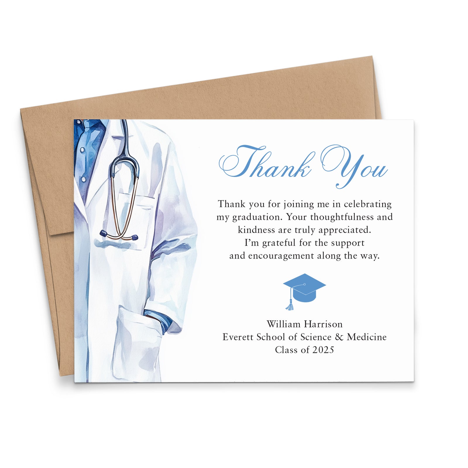 Personalized Phd Graduation Thank You Notes With Envelopes