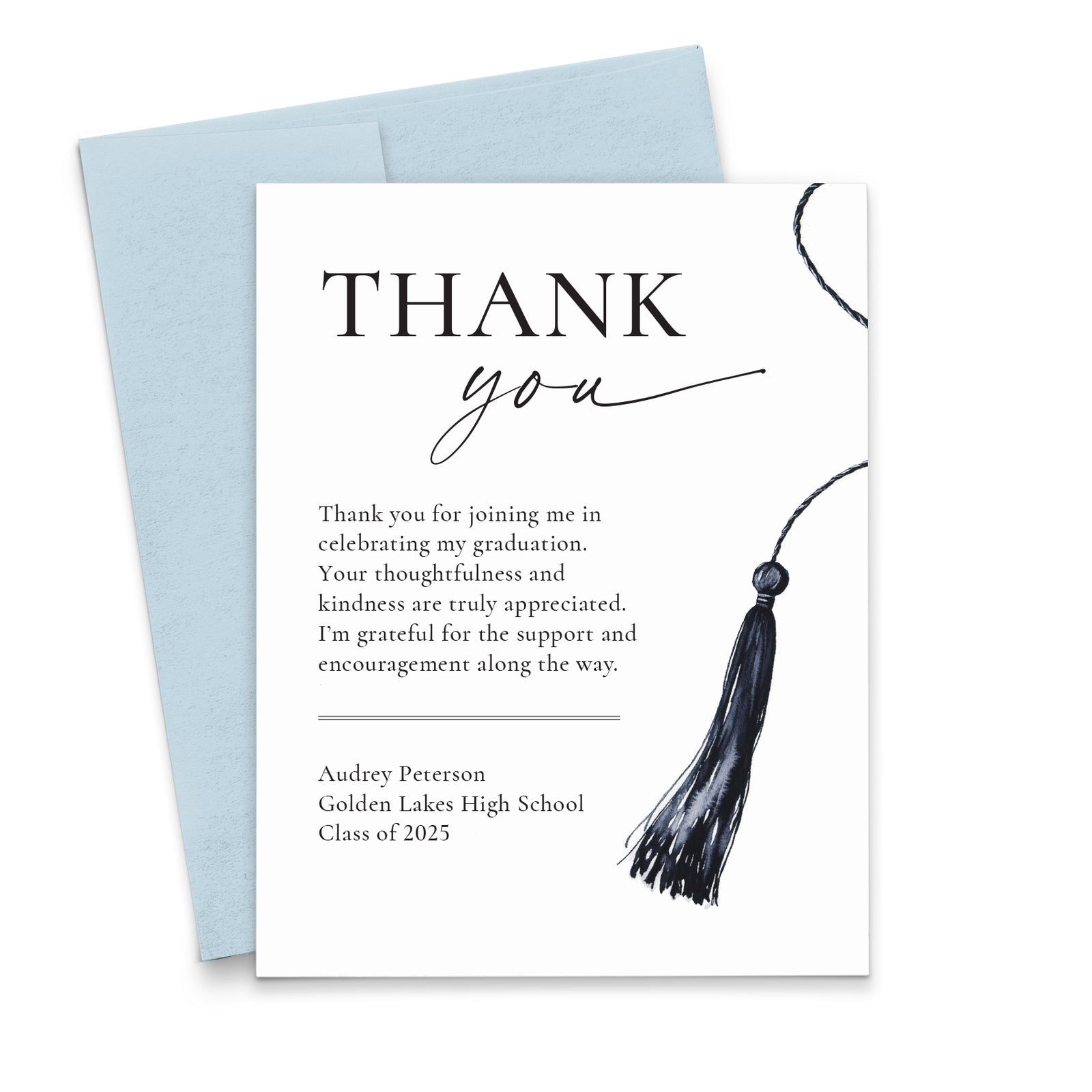 Elegant Personalized Graduation Thank You Cards With Tassel