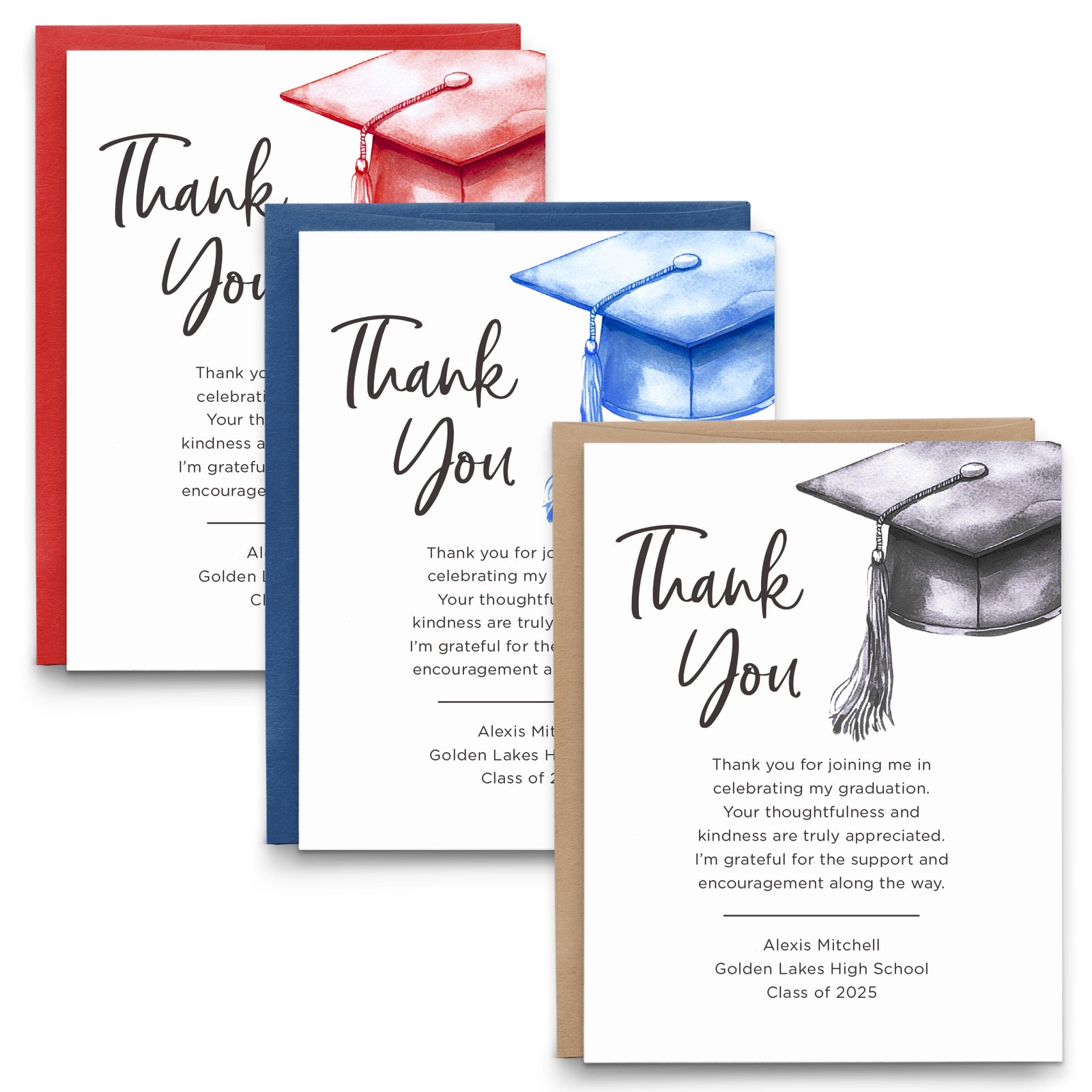 Graduation Cap With Tassel Thank You Cards With Message