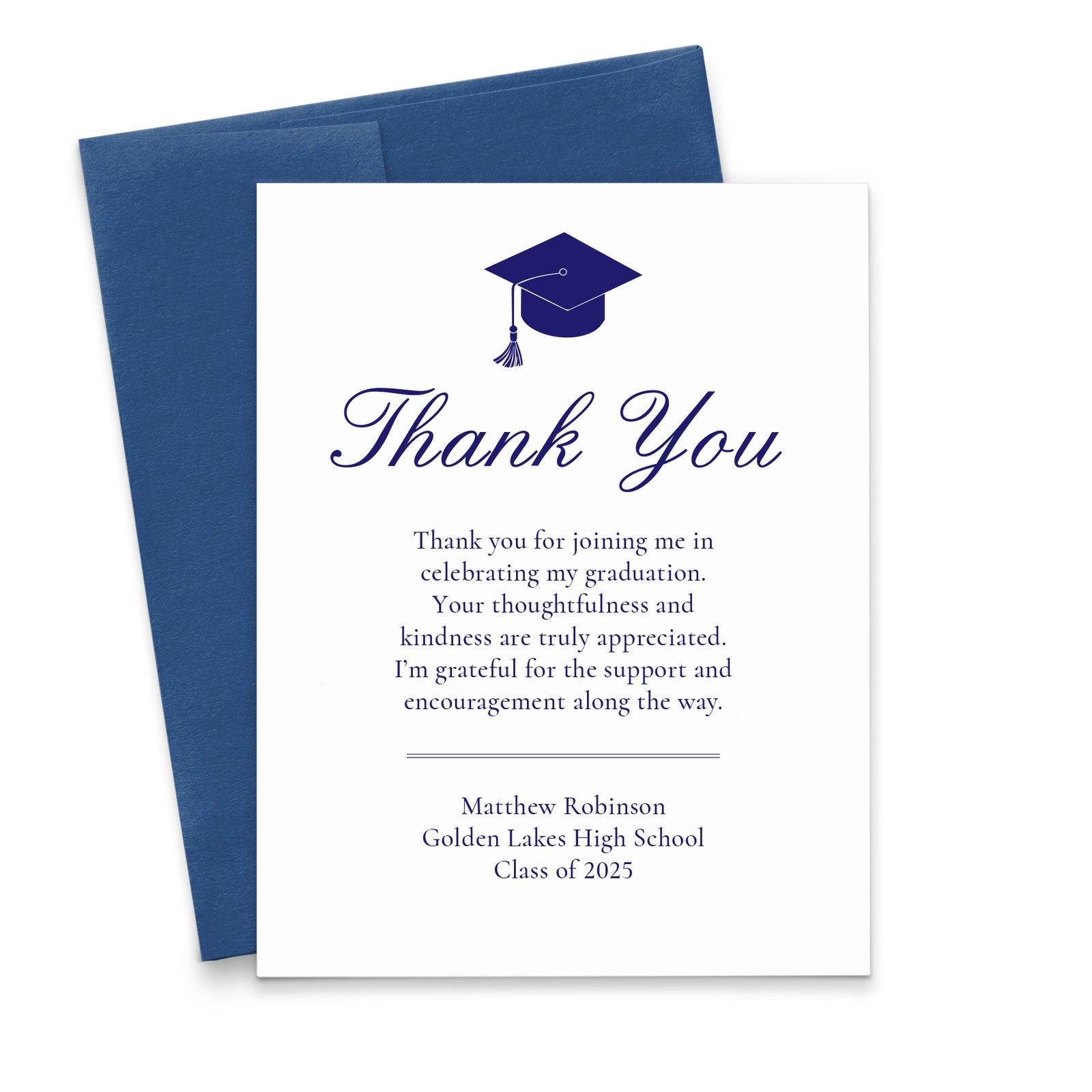 Simple Personalized Graduation Thank You Cards With Envelopes