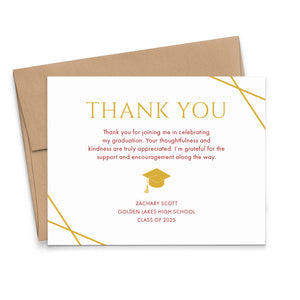 Maroon And Gold Graduation Thank You Cards Personalized