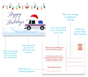 Holiday Mail Carrier Postcards with Postal Truck