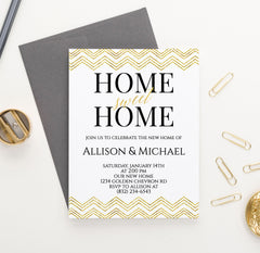 Gold Chevron Housewarming Party Invitations Customized