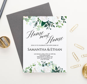 Elegant White Floral Housewarming Invitations Personalized