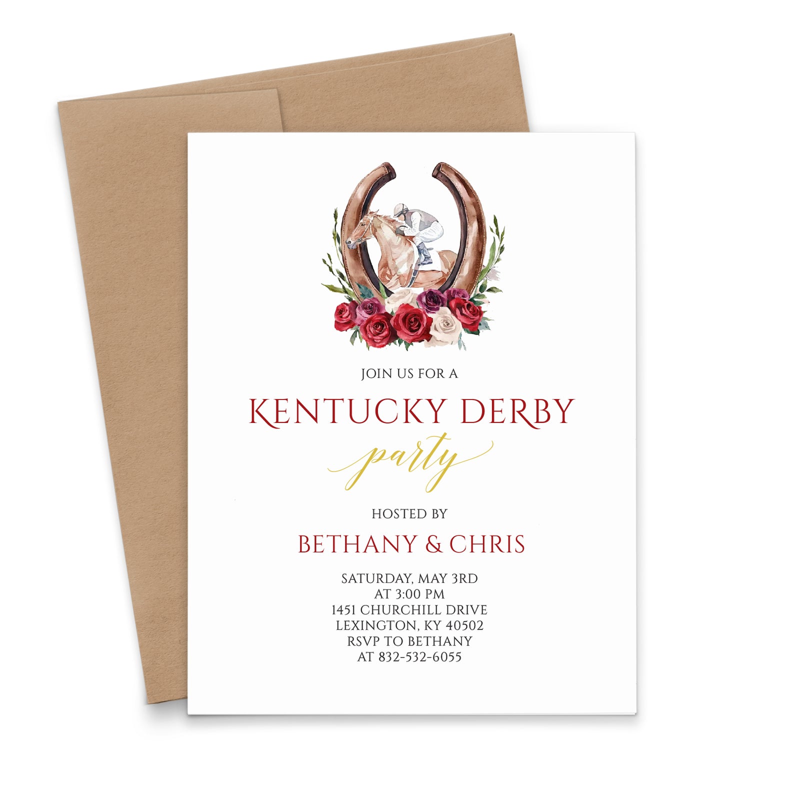 Customizable Kentucky Derby Party Invitations With Horseshoe