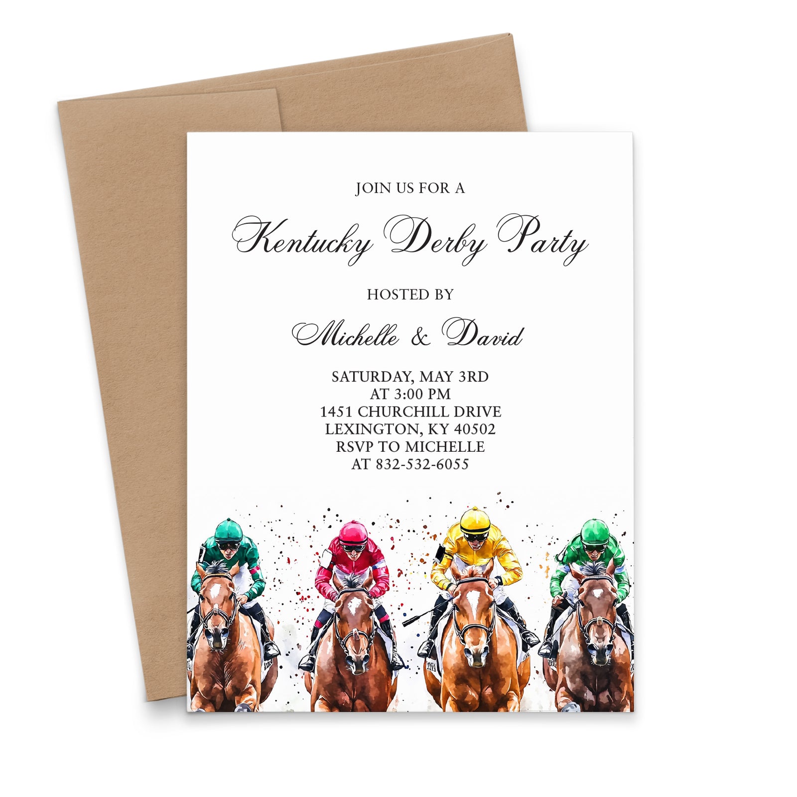 Classic Personalized Kentucky Derby Invitation Horse Race