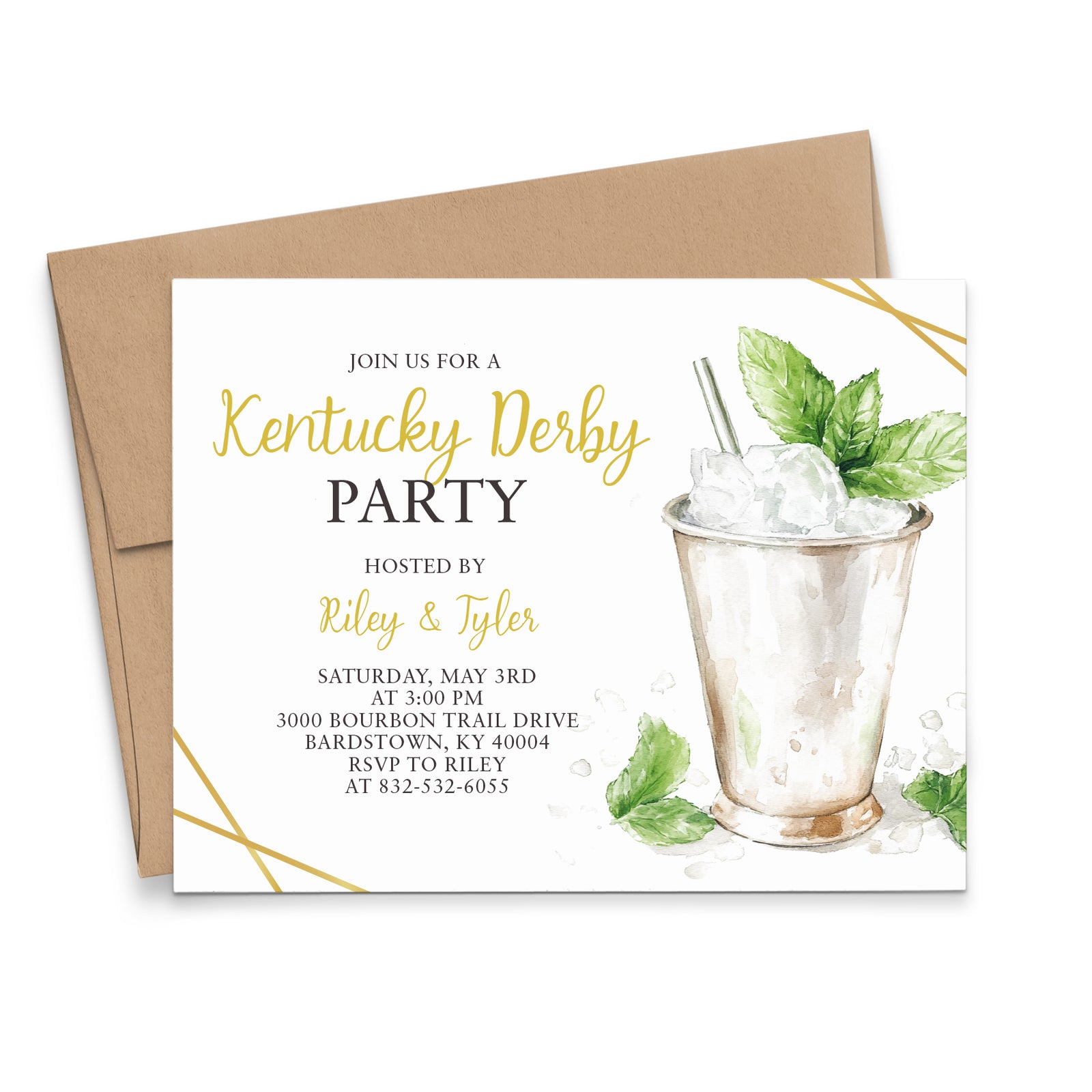 Modern Customizable Kentucky Derby Invite With Mint Julep