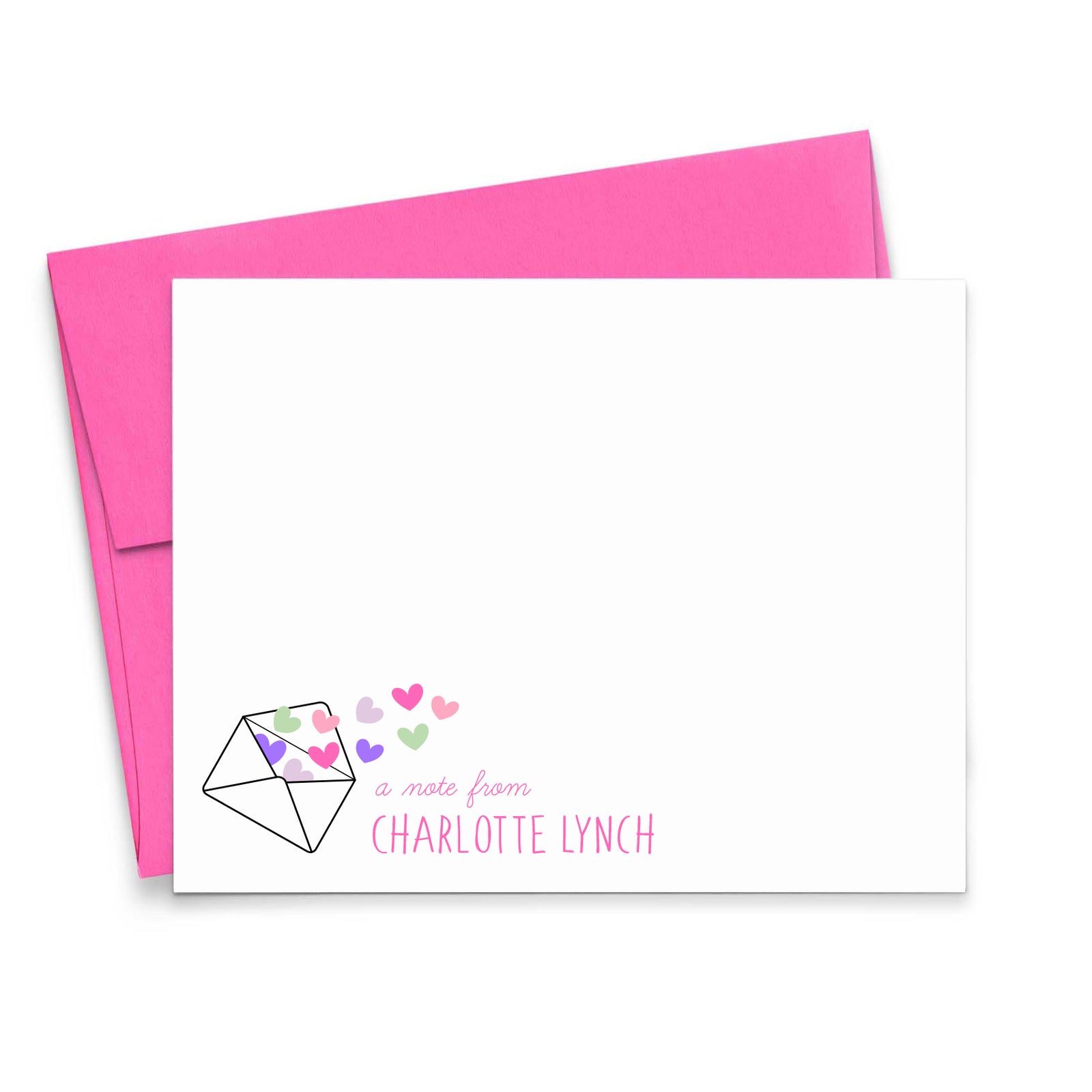 A Note from Note Cards Personalized with Envelope and Hearts