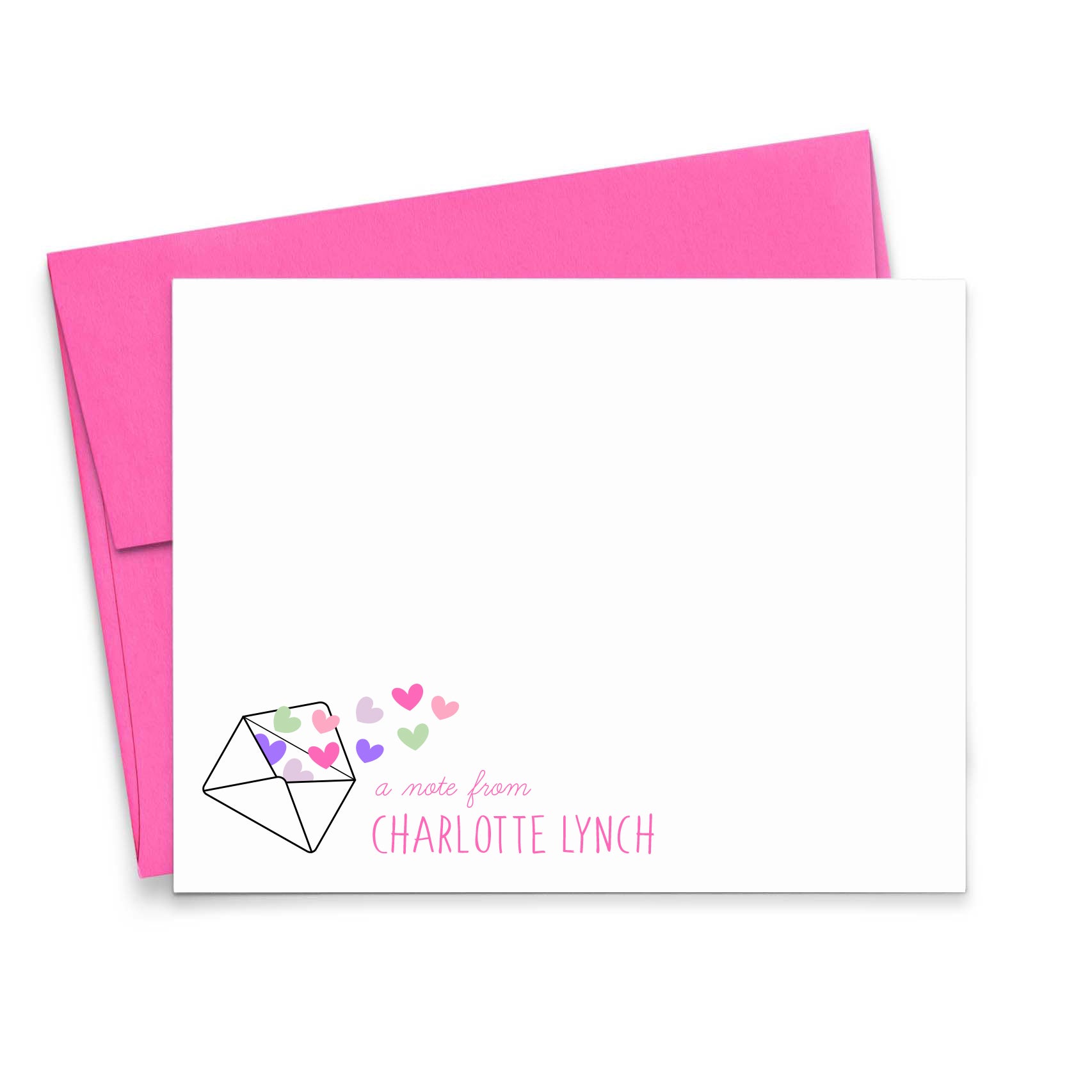 A Note from Note Cards Personalized with Envelope and Hearts